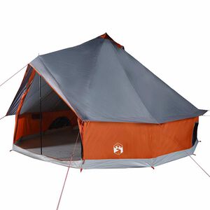 vidaXL Familietelt tipi for 10 personer gr&aring; og oransje vanntett