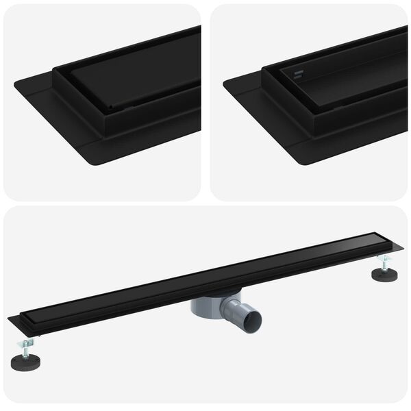 vidaXL Dusjdren 2-i-1 med 360&deg; Siphon Svart 90 cm Rustfritt St&aring;l 304