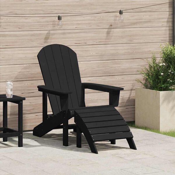 vidaXL Adirondack-stol med pute Svart 74 x 82 x 92cm HDPE