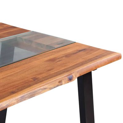 vidaXL Spisebord Solid Akasiatre og Glass 180x90x75 cm