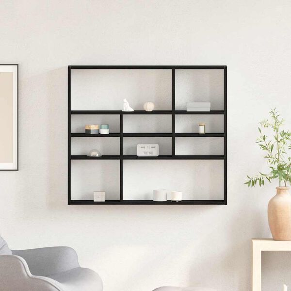 vidaXL Vegghylle svart eik 90x16x78 cm konstruert tre