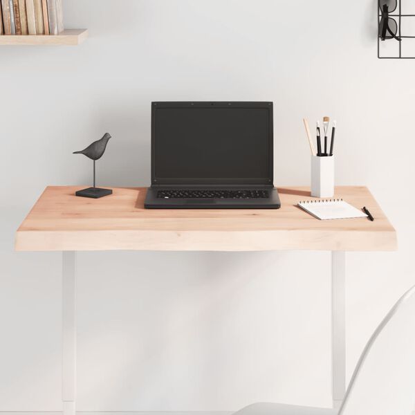 vidaXL Bordplate 80x60x(2-4) cm ubehandlet heltre eik naturlig kant