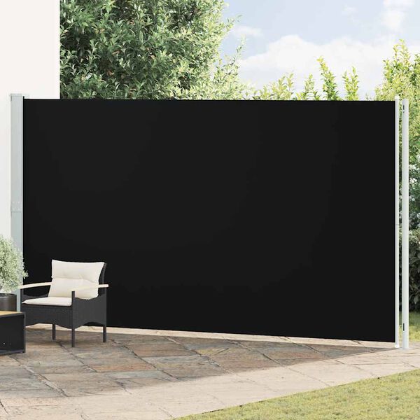 vidaXL Uttrekkbar sidemarkise 220x600 cm svart