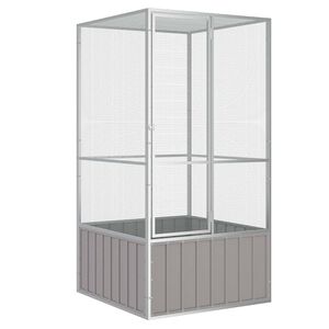 vidaXL Fuglebur gr&aring; 111x107x211,5 cm galvanisert st&aring;l