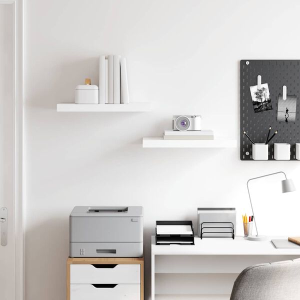 vidaXL Flytende vegghyller 2 stk h&oslash;yglans hvit 50x23x3,8 cm MDF