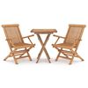 vidaXL Hagespisestuesett 3 deler heltre teak