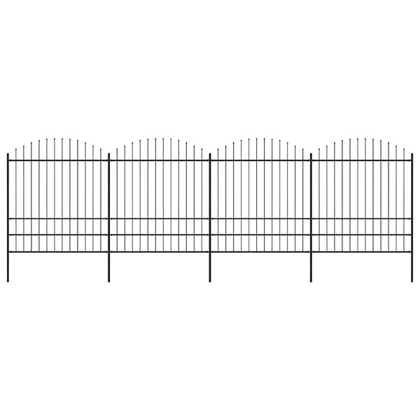 vidaXL Hagegjerde med spydtopp stål 714,5x200 cm svart