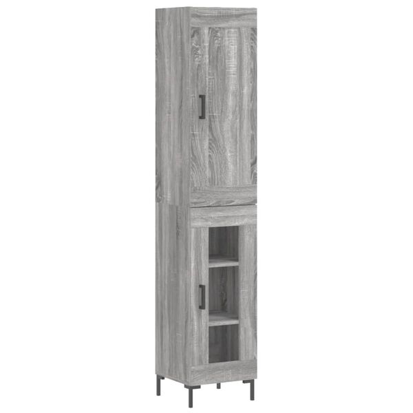 vidaXL Highboard gr&aring; sonoma 34,5x34x180 cm konstruert tre