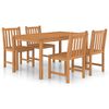 vidaXL 5-delers hagespisesett 150x90 cm heltre teak