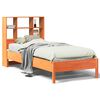 vidaXL Seng med bokhylle uten madrass voksbrun 75x190 cm heltre furu