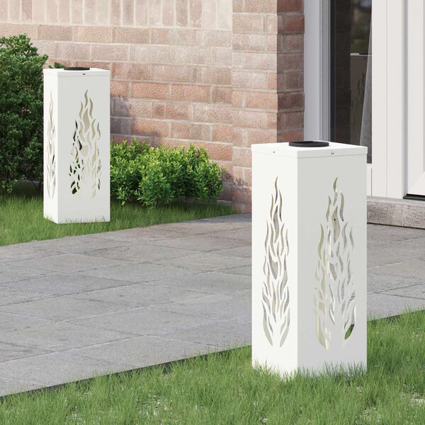 vidaXL Solenergi LED stibelys 2 pcs Hvit Kaldvalset st&aring;l