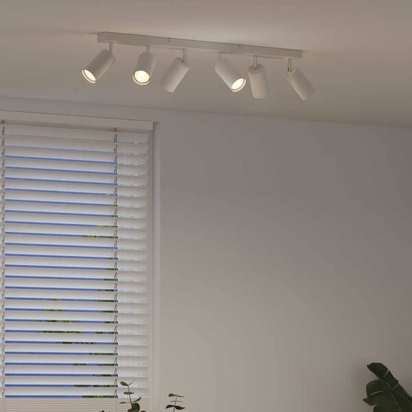 vidaXL Takspot med s&oslash;kelys Hvit 73 x 6 x 16 cm Metall