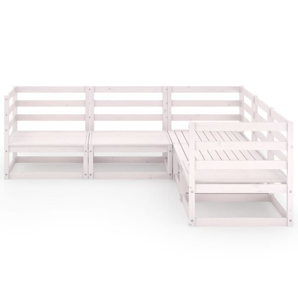 vidaXL Hagesofagruppe 5 deler hvit heltre furu