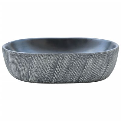 vidaXL Benkeservant svart og grå oval 47x33x13 cm keramikk
