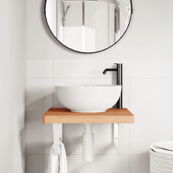 vidaXL Servanthylle veggmontert st&aring;l og heltre b&oslash;ketre