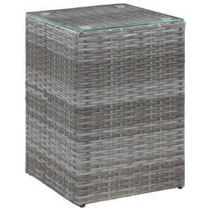 vidaXL Sidebord med glasstopp gr&aring; 35x35x52 cm polyrotting