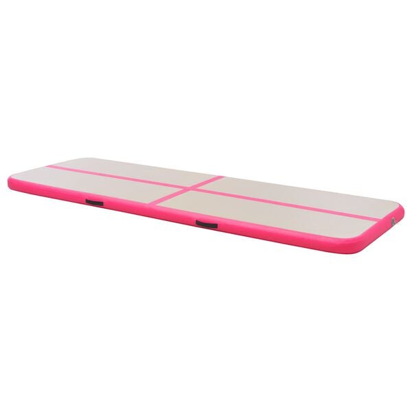 vidaXL Oppbl&aring;sbar gymnastikkmatte med pumpe 500x100x10 cm PVC rosa