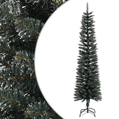 vidaXL Kunstig slankt juletre med stativ grønn 210 cm PVC