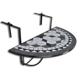 vidaXL Hengende balkongbord svart og hvit mosaikk