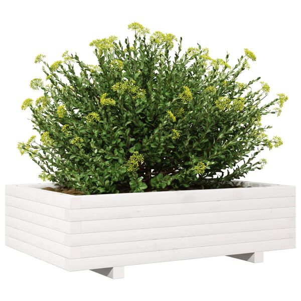 vidaXL Plantekasse hvit 90x60x26,5 cm heltre furu