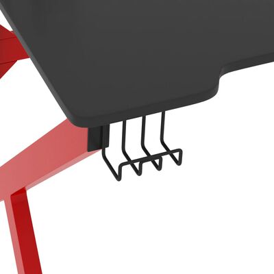 vidaXL Gamingbord med K-formede ben svart og rød 90x60x75 cm