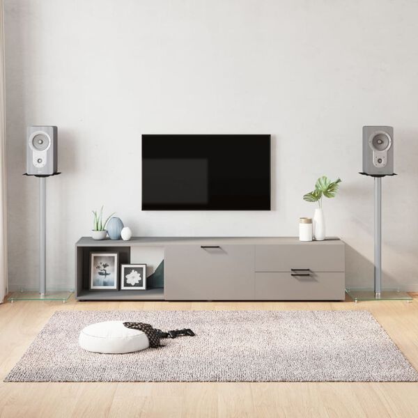 vidaXL H&oslash;yttalerstativer 2 stk s&oslash;lv herdet glass 1 s&oslash;yledesign