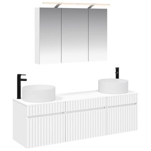vidaXL Baderomsskapsett 4 pcs Hvit 100 x 14,5 x 70 cm Konstruert tre