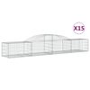 vidaXL Gabionkurver buede 15 stk 300x50x40/60 cm galvanisert jern