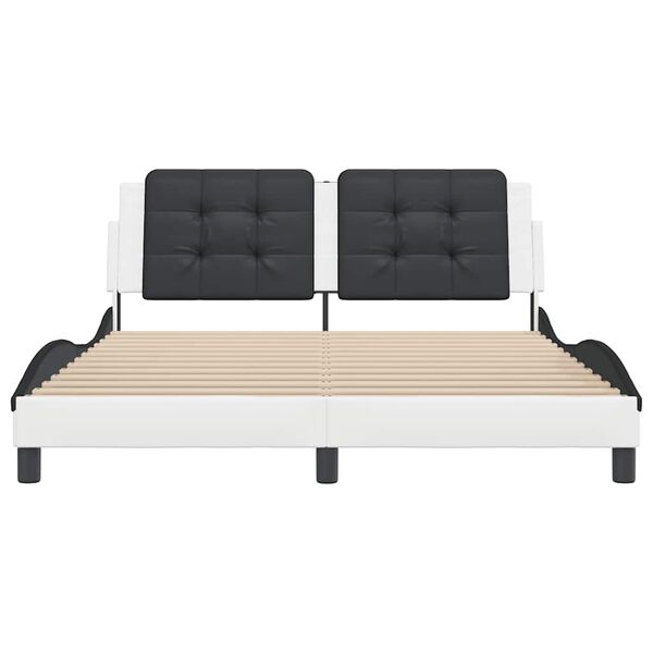vidaXL Sengeramme uten madrass Zadar hvit og svart 160x200 cm kunstl&aelig;r