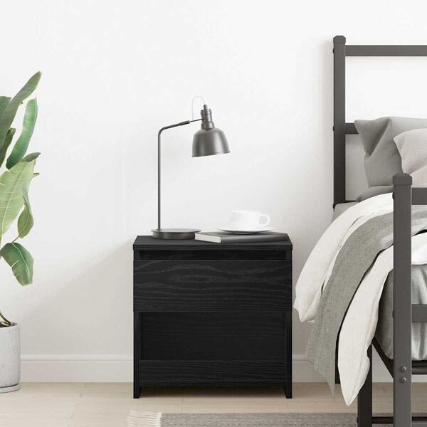 vidaXL Nattbordskap med skuff Svart Eik 40 x 30 x 39 cm Konstruert tre