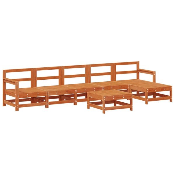 vidaXL Hage lounge sett 7 pcs VoksBrun Massiv furu