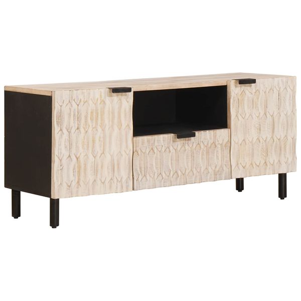vidaXL TV-skap Hvit Vask Finish 105 x 33 x 46 cm Massiv mango tre