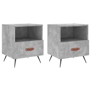 vidaXL Nattbord 2 stk betonggr&aring; 40x35x47,5 cm konstruert tre