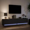 vidaXL Vegghengt TV-benk med LED svart 180x31x38 cm