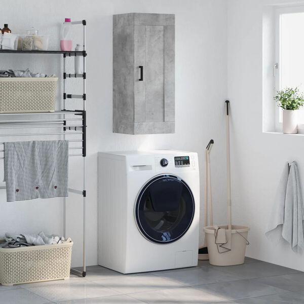 vidaXL Veggskap betonggr&aring; 34,5x34x90 cm konstruert tre