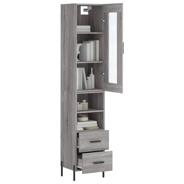 vidaXL Highboard grå sonoma 34,5x34x180 cm konstruert tre