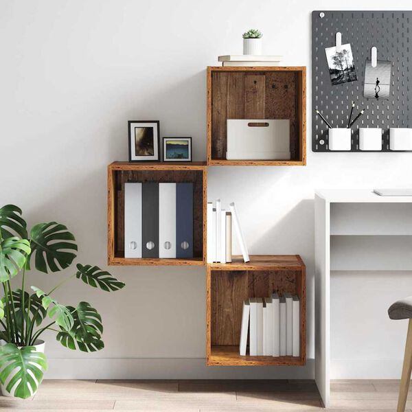 vidaXL Veggskap med hylle Gammelt tre 37 x 37 x 37 cm Konstruert tre