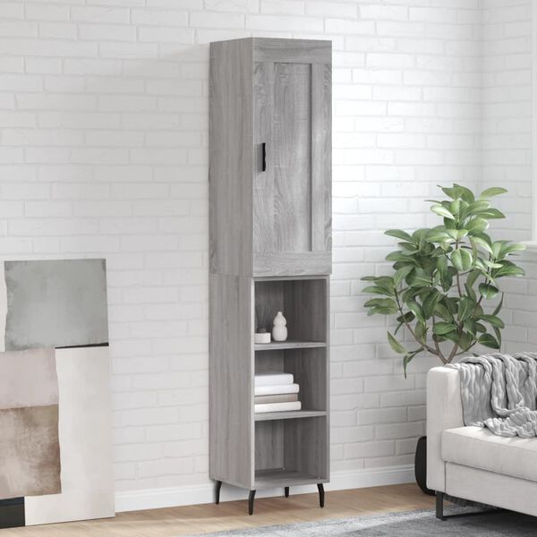 vidaXL Highboard gr&aring; sonoma 34,5x34x180 cm konstruert tre