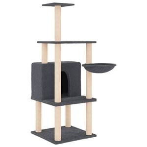vidaXL Kattetre med klorestolper i sisal m&oslash;rkegr&aring; 132 cm