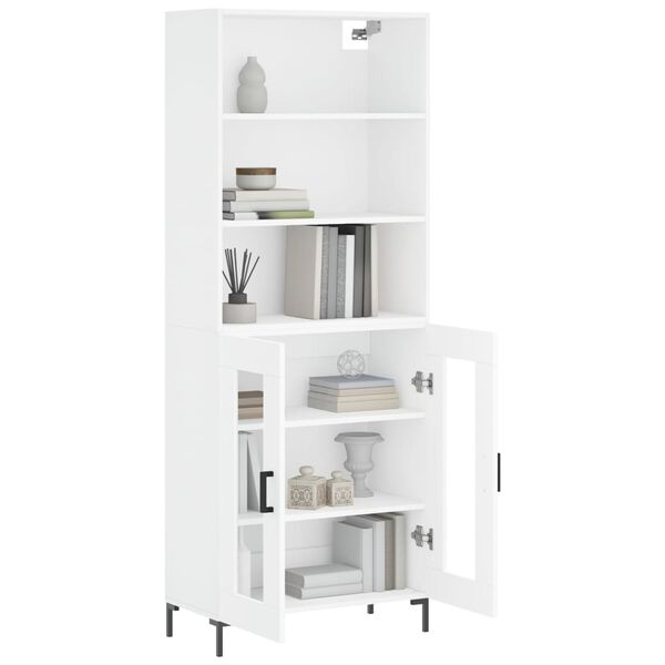 vidaXL Highboard hvit 69,5x34x180 cm konstruert tre