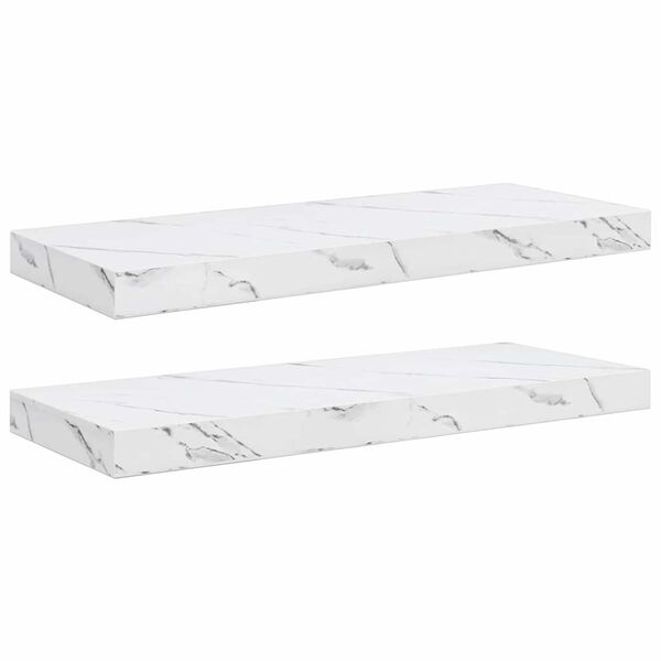 vidaXL Vegghylle 2 pcs Hvit marmor 60 x 23,5 x 4 cm Konstruert tre