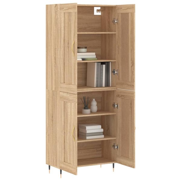 vidaXL Highboard sonoma eik 69,5x34x180 cm konstruert tre