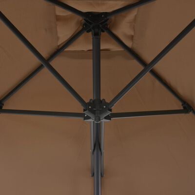 vidaXL Parasoll med stålstang 300 cm gråbrun