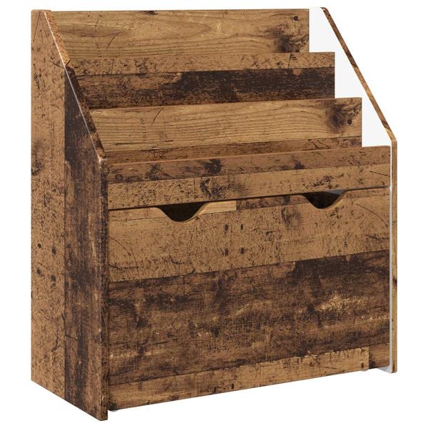 vidaXL Barneskrivebokhylle med skuff Gammelt tre 60 x 29,5 x 69 cm