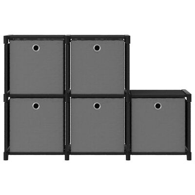 vidaXL Displayhylle med 5 kuber og bokser svart 103x30x72,5 cm stoff