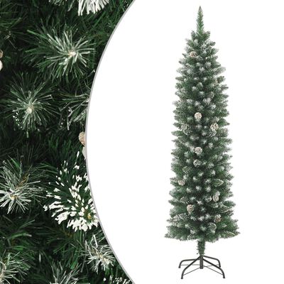 vidaXL Kunstig slankt juletre med stativ 180 cm PVC