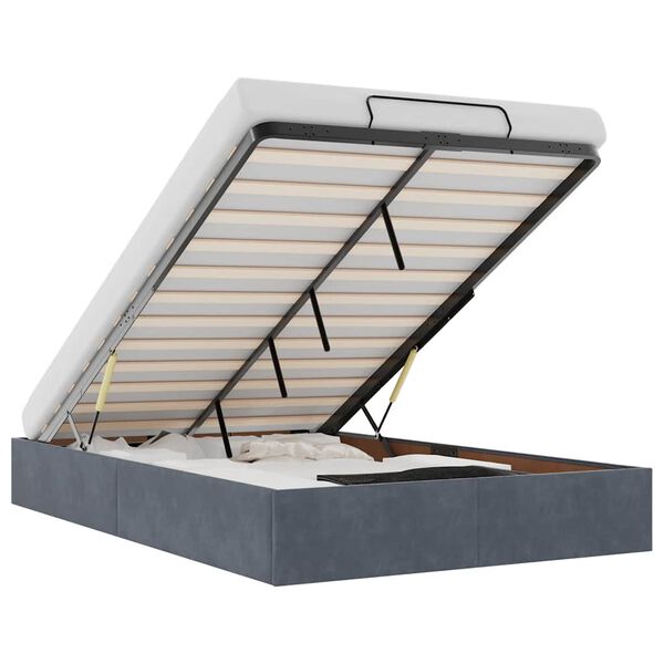 vidaXL Ottoman sengeramme uten madrass m&oslash;rkegr&aring; dobbel fl&oslash;yel