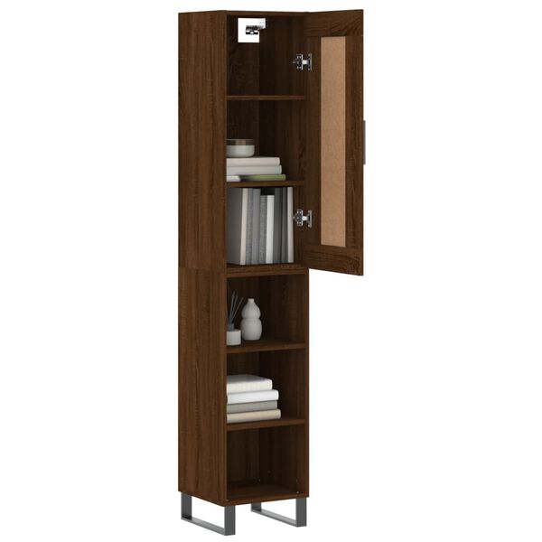 vidaXL Highboard brun eik 34,5x34x180 cm konstruert tre