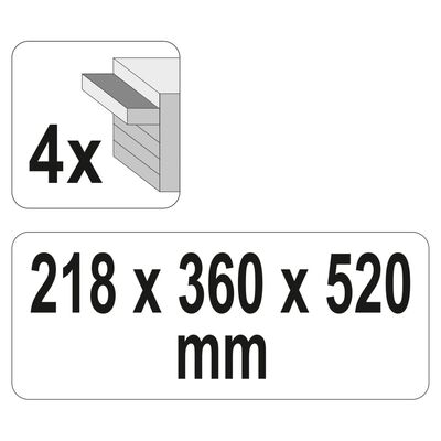 YATO Verktøykasse med 4 skuffer 52x21,8x36 cm