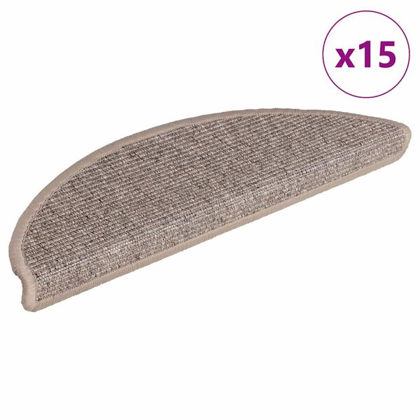 vidaXL Trappematter 15 stk 56x17x3 cm m&oslash;rk beige halvrund